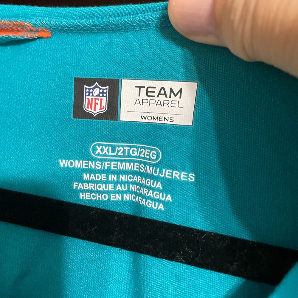 NFL Miami Dolphins Women’s Long Sleeve Shirt - Teal and White XXL - Picture 3 of 3